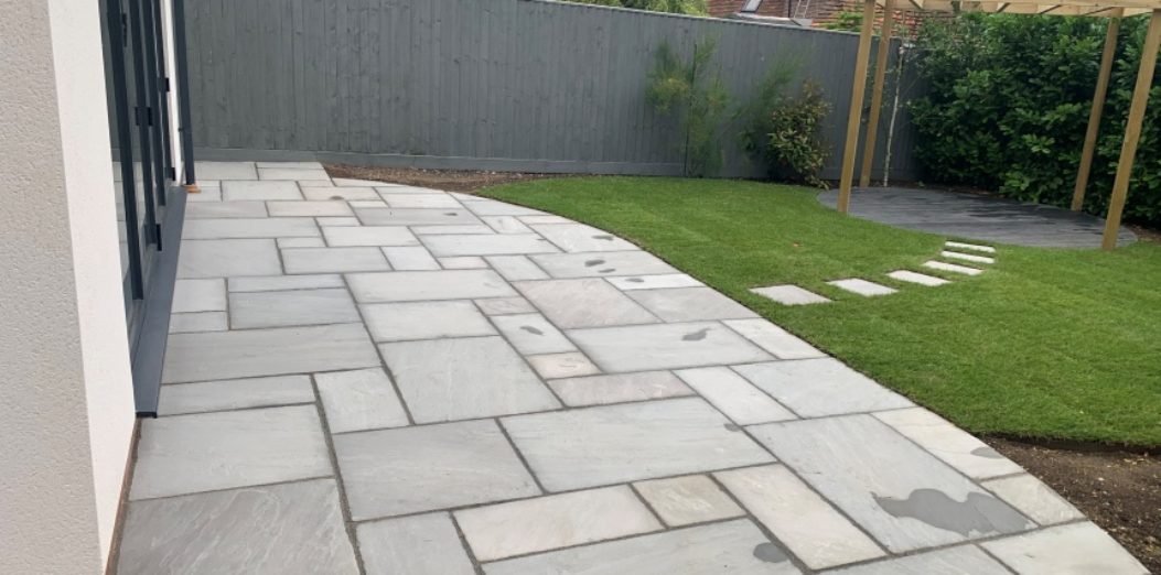 Porcelain patio installation