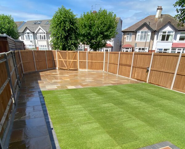 Fresh turf laid in garden